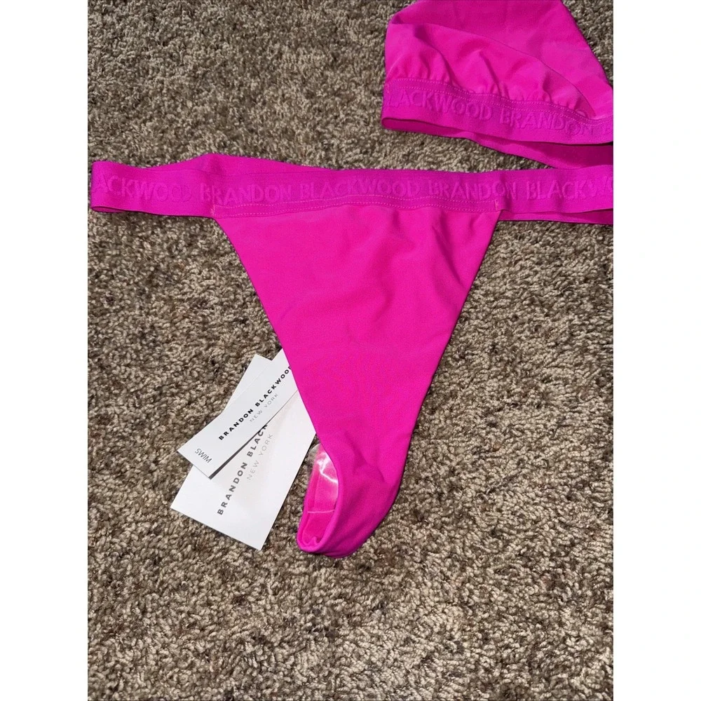 Brandon Blackwood New York Hot Pink Thing Bikini Set Bottoms XL Top XXL NWT - Picture 2 of 5